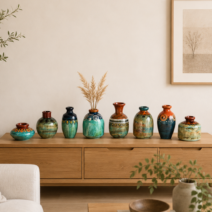 Myriad Hues Terracotta Miniature Decor Vases S08