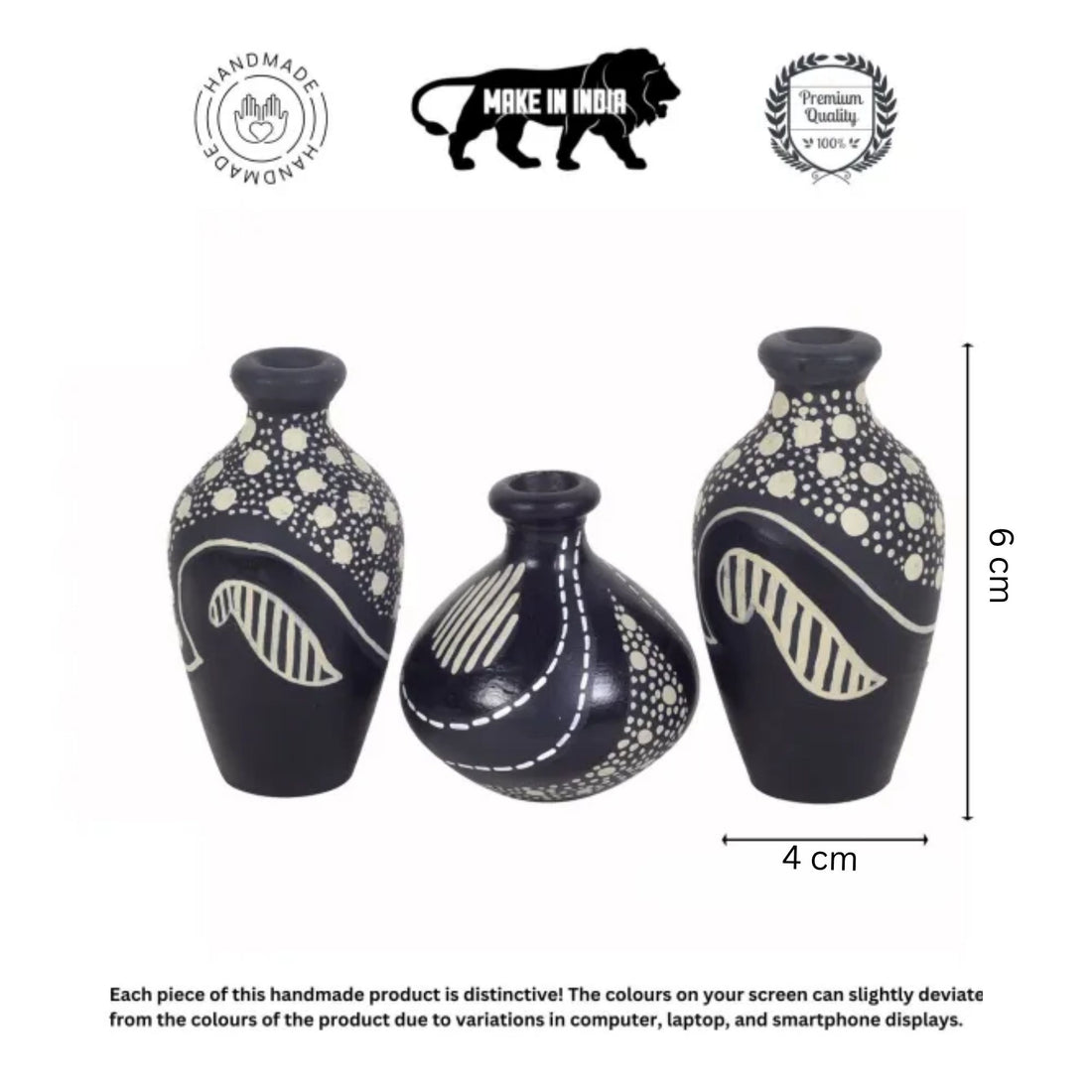 Midnight Artistry Trio Miniature Terracotta Vases