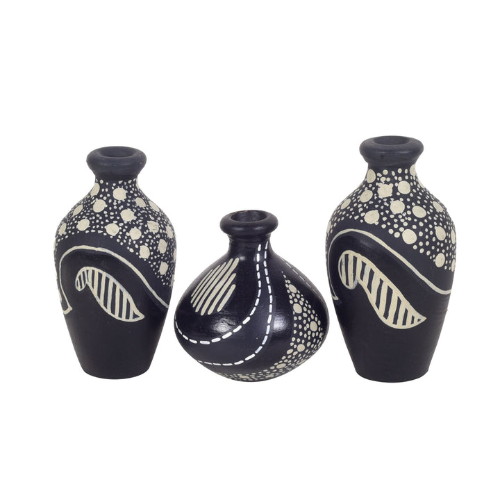 Midnight Artistry Trio Miniature Terracotta Vases