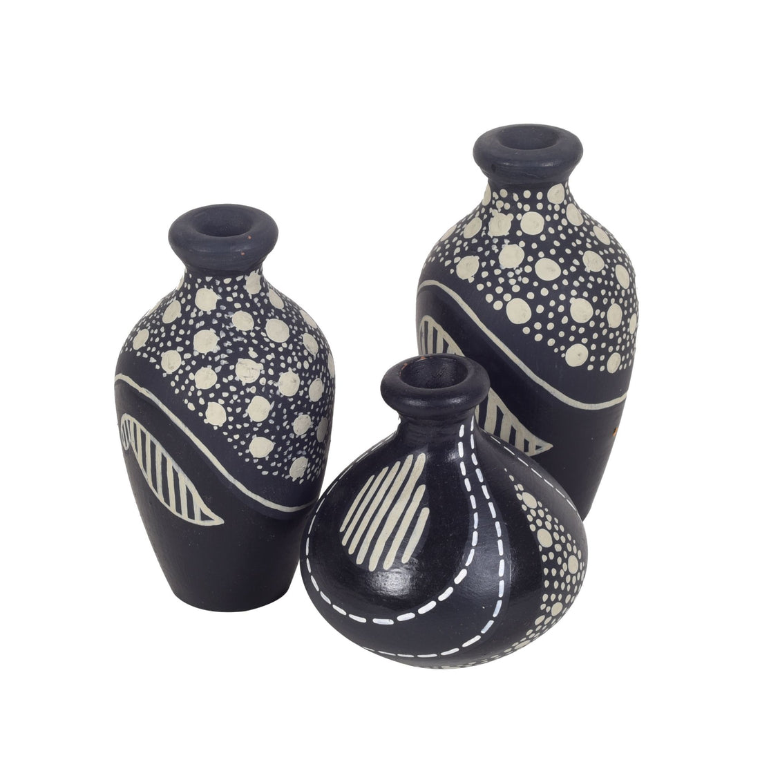 Midnight Artistry Trio Miniature Terracotta Vases