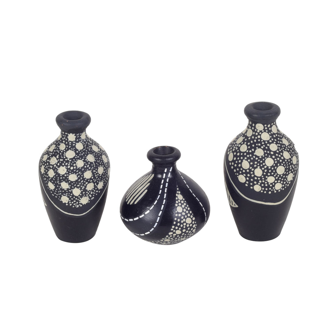 Midnight Artistry Trio Miniature Terracotta Vases