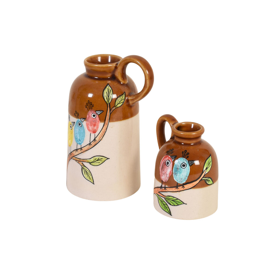 Chidiya Birds-on-Branch Ceramic Cachepot Duo