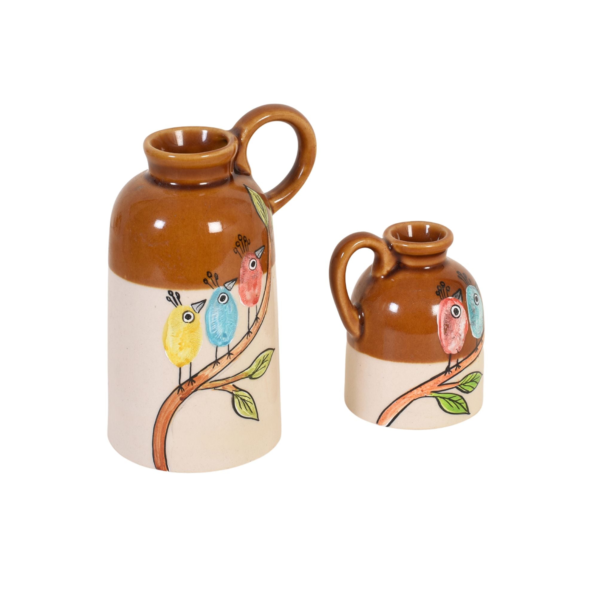 Chidiya Birds-on-Branch Ceramic Cachepot Duo