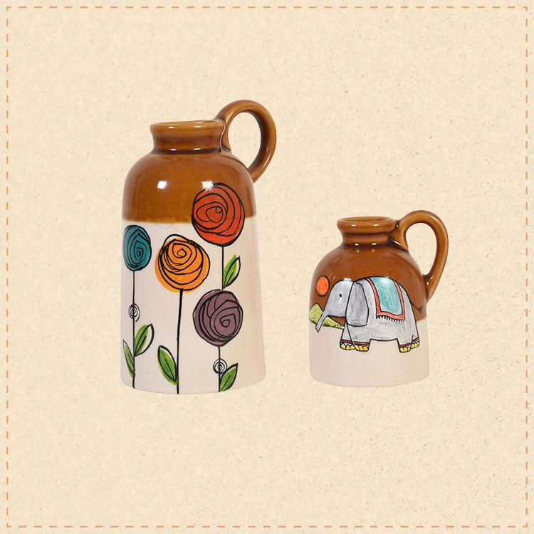 Gulaab & Gaja Ceramic Cachepot Duo