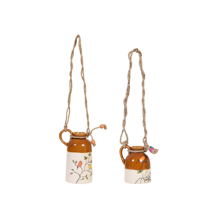 Bageecha Songbird Hanging Ceramic Planter Duo