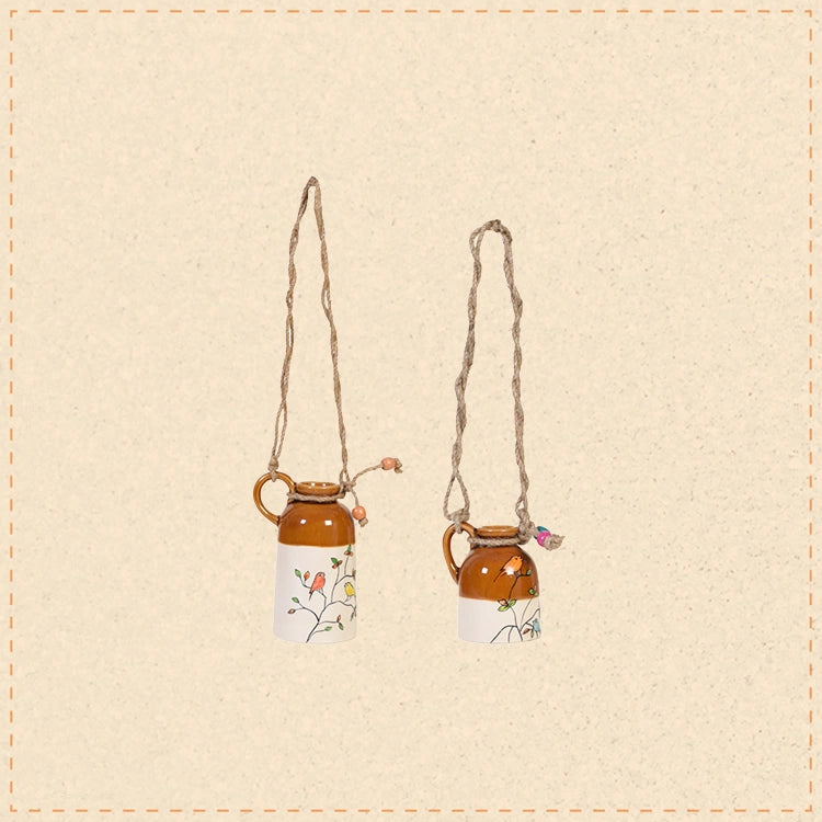 Bageecha Songbird Hanging Ceramic Planter Duo
