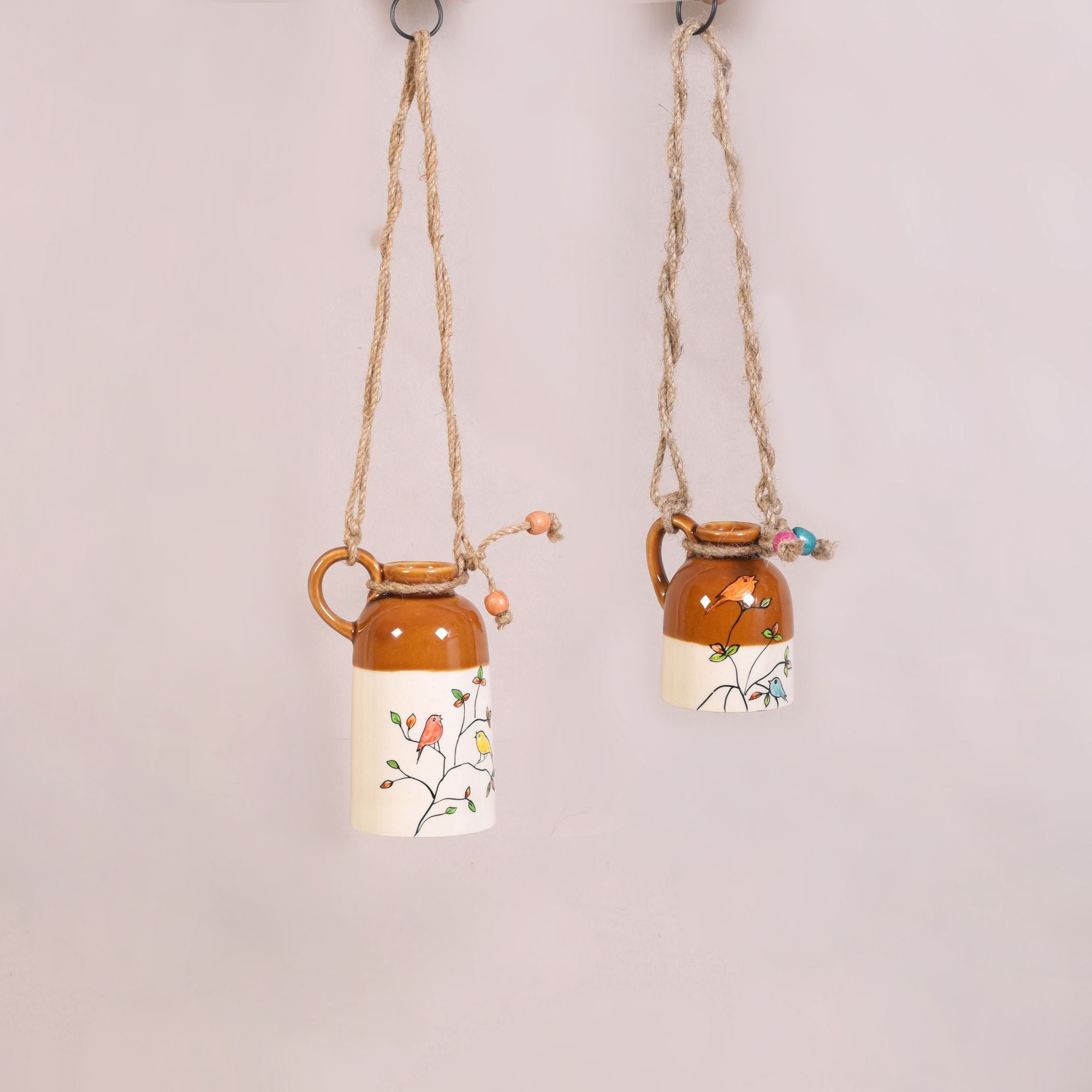 Bageecha Songbird Hanging Ceramic Planter Duo