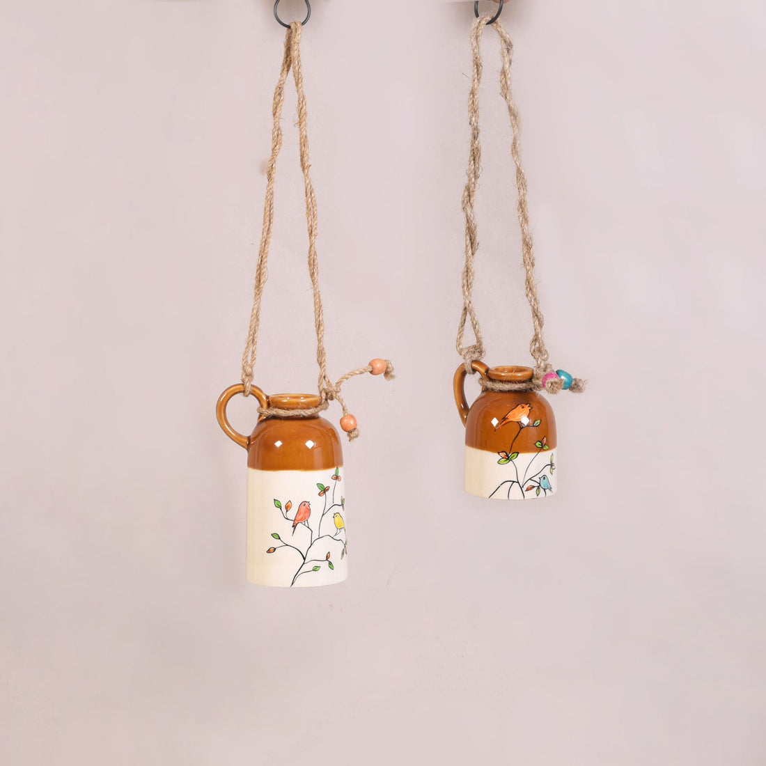 Bageecha Songbird Hanging Ceramic Planter Duo