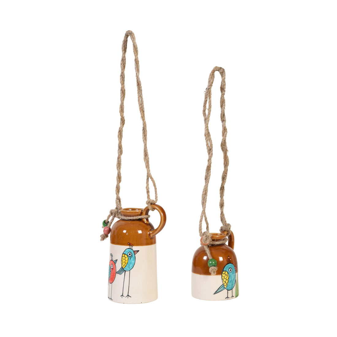 Bageecha Blossom-Bird Hanging Ceramic Planter Duo