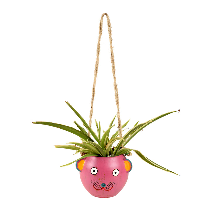 Pink Fish Earthen Hanging Planter(6x5x17)