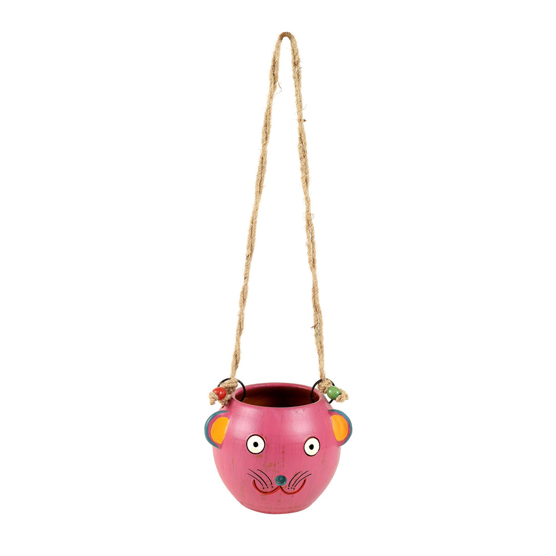 Pink Fish Earthen Hanging Planter(6x5x17)