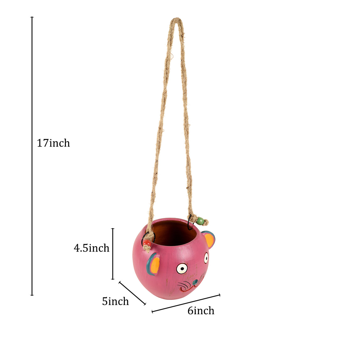 Pink Fish Earthen Hanging Planter(6x5x17)