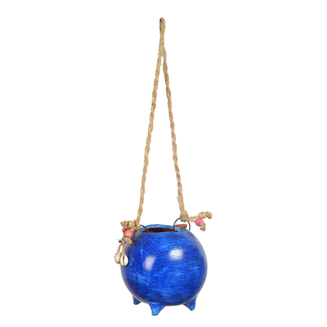 Blue Pig Earthen Planter with Jute Hanger