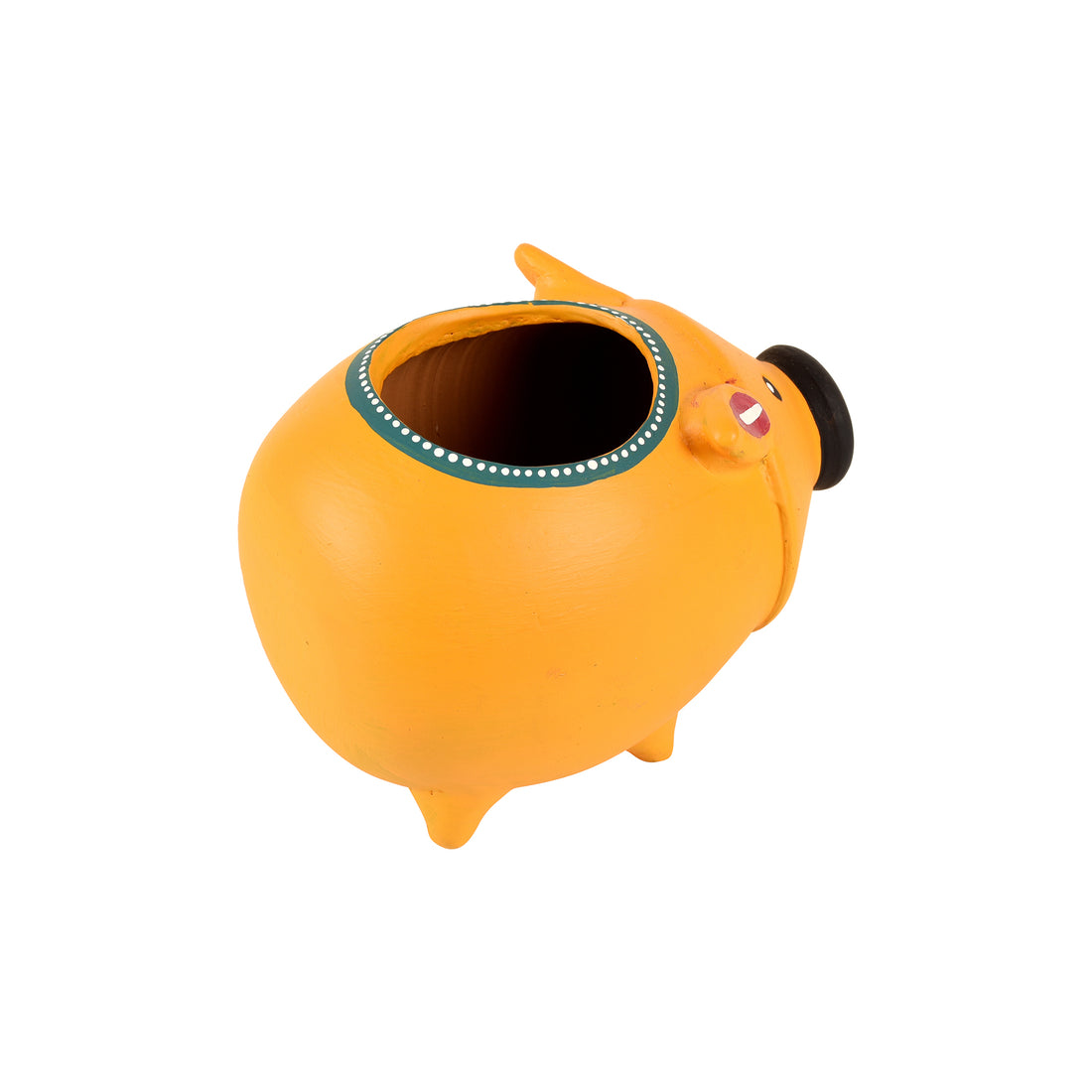 Yellow Pig Earthen Planter (5x6.5x4)