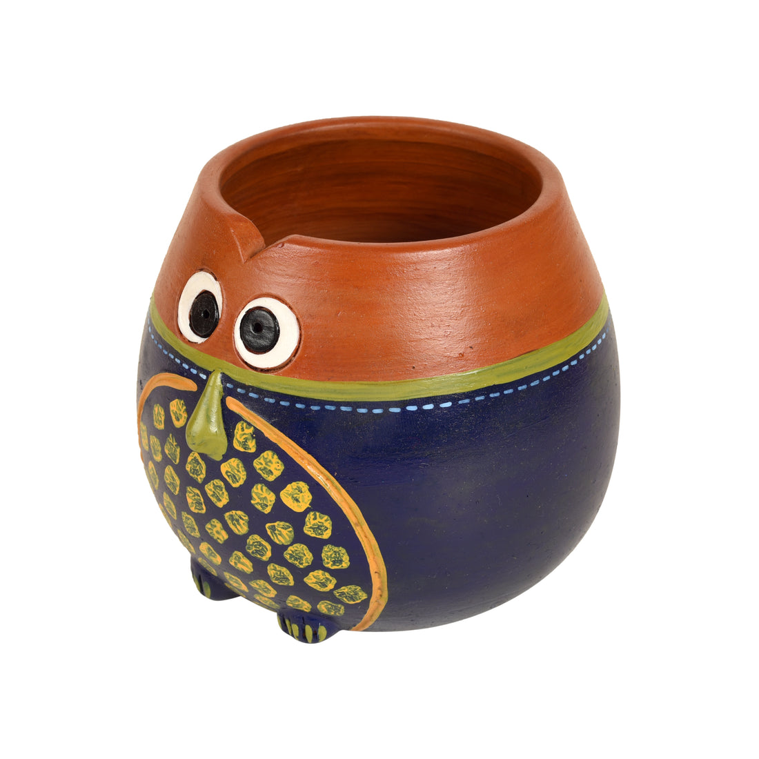 Brown-Blue Earthen Planter Pot (5x5x5)