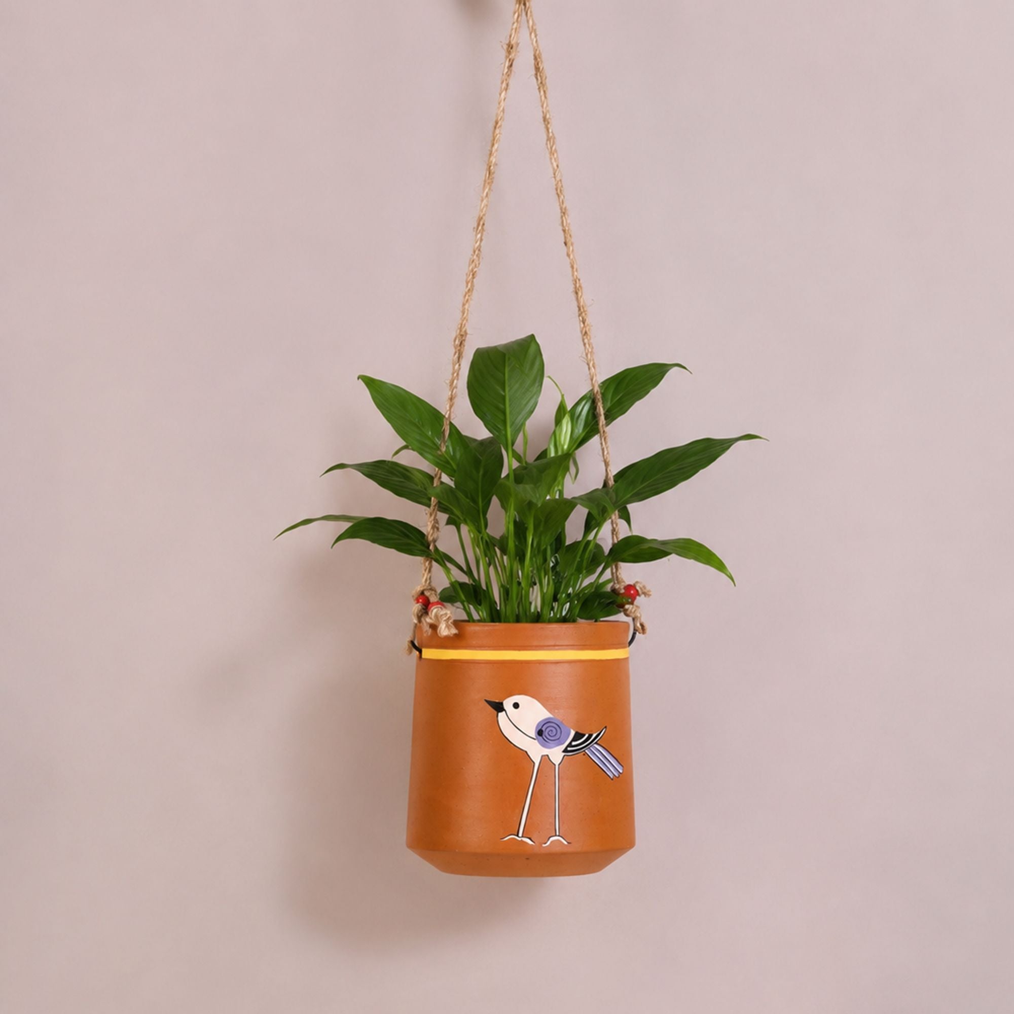 Panchi Perched-Bird Hanging Terracotta Planter