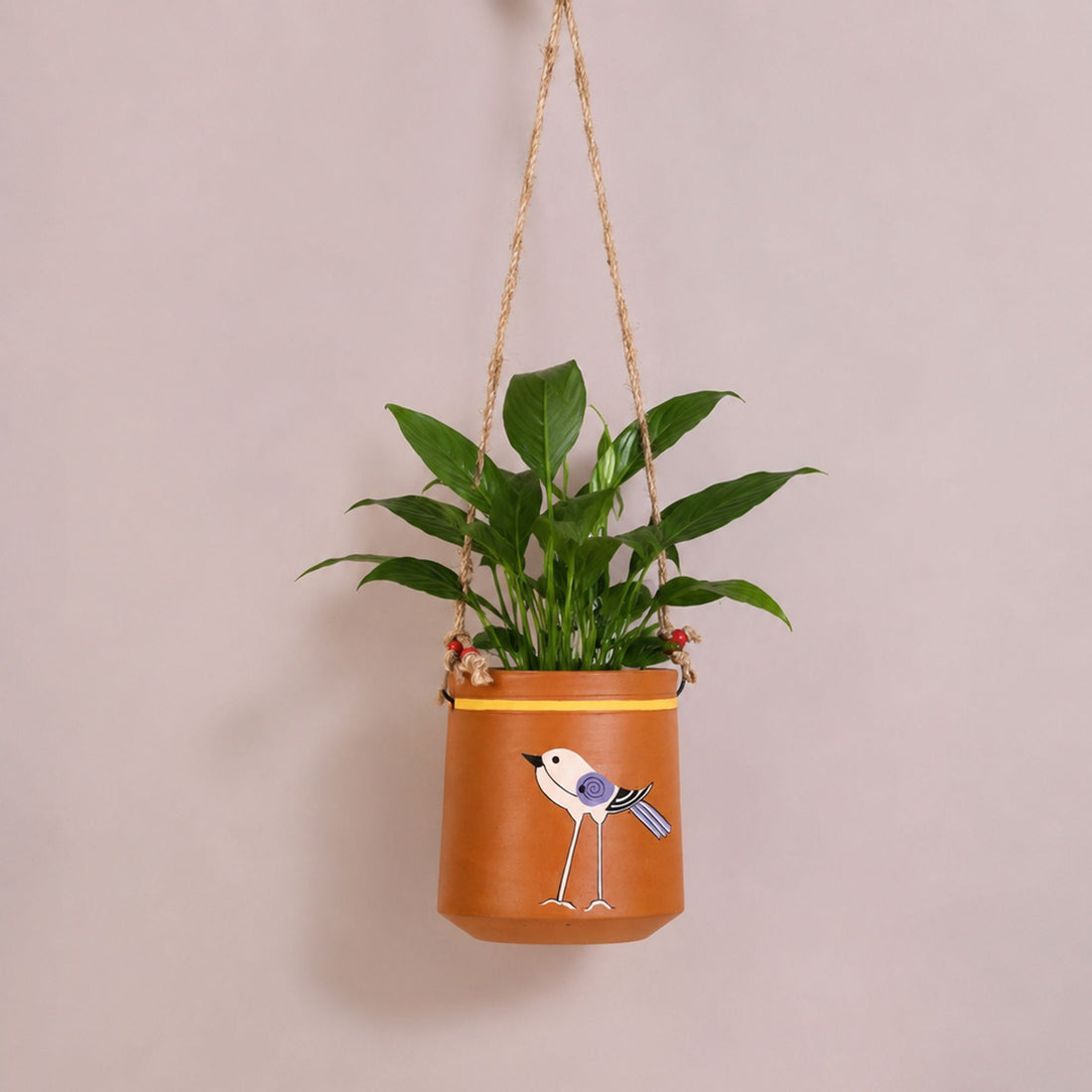 Panchi Perched-Bird Hanging Terracotta Planter