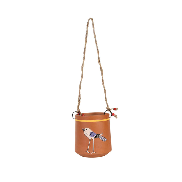 Panchi Perched-Bird Hanging Terracotta Planter