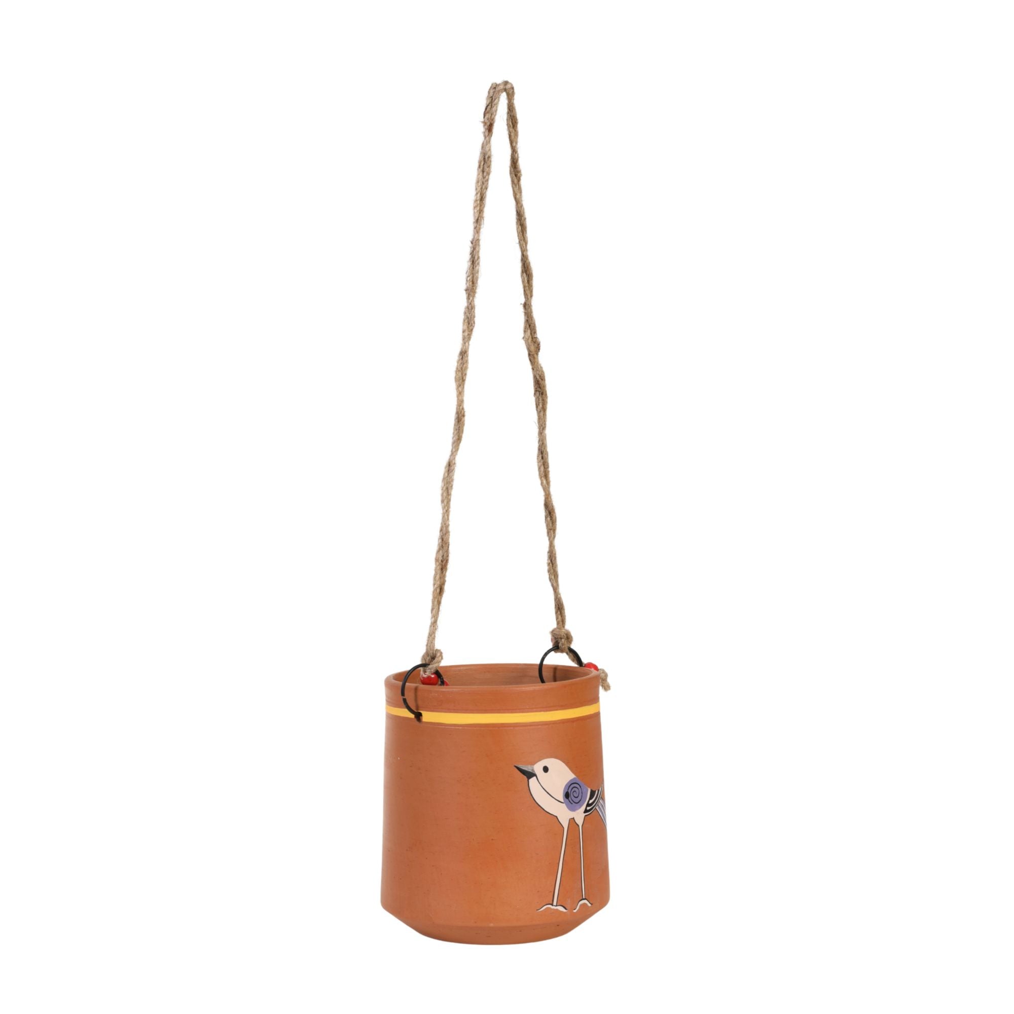 Panchi Perched-Bird Hanging Terracotta Planter