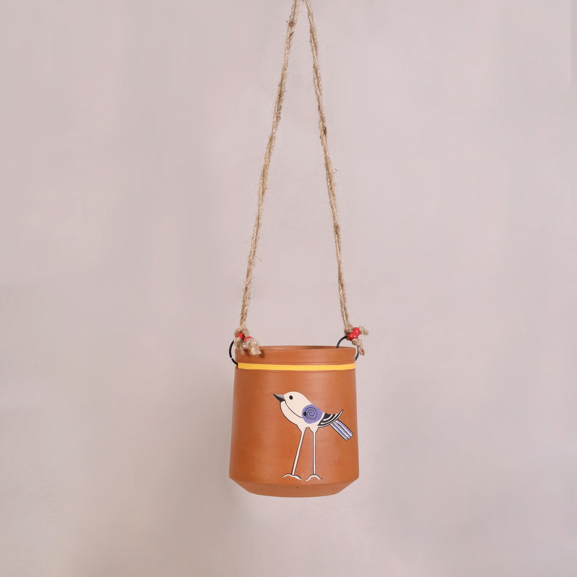Panchi Perched-Bird Hanging Terracotta Planter