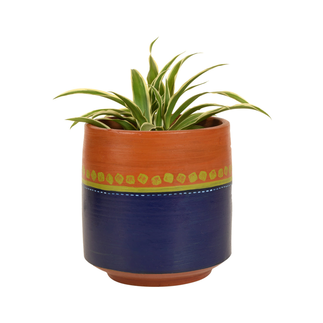 Blue-Brown Earthen Planter Pot (4.5x4.5x5)