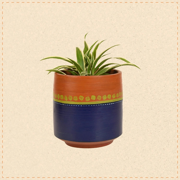 Blue-Brown Earthen Planter Pot (4.5x4.5x5)