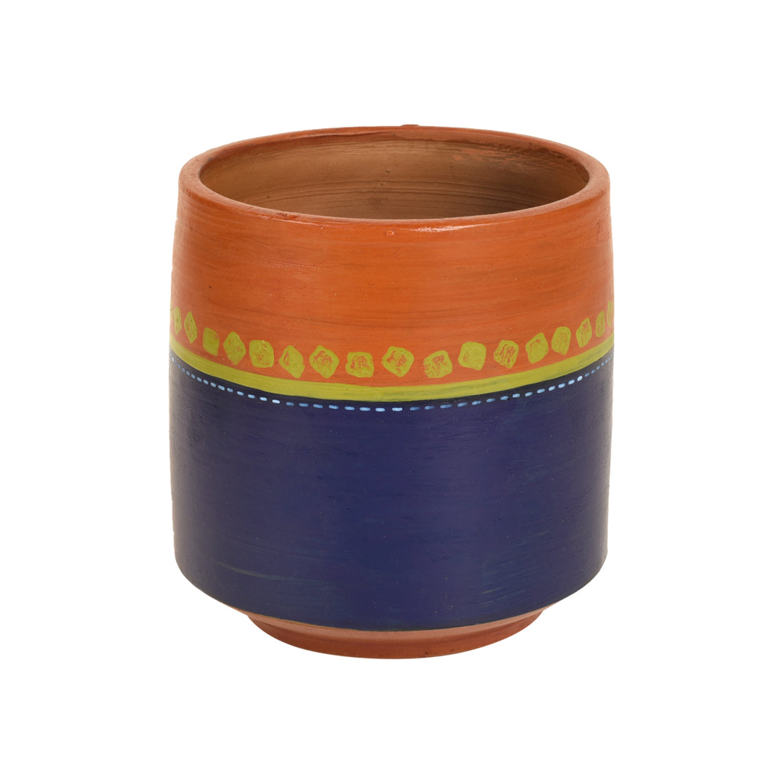 Blue-Brown Earthen Planter Pot (4.5x4.5x5)