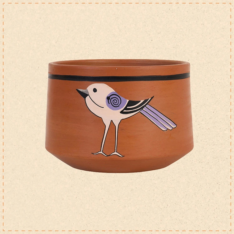 Koyal Songbird Terracotta Cachepot
