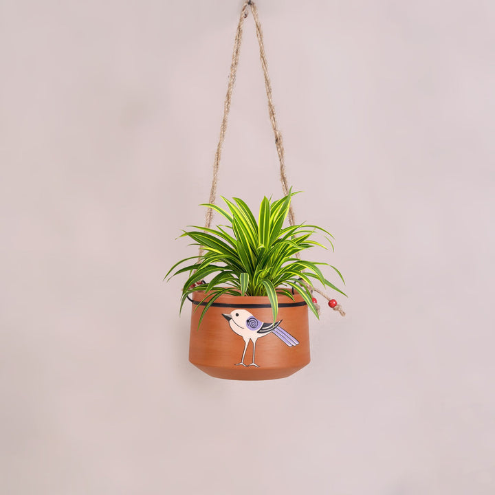 Koyal Songbird Hanging Terracotta Planter
