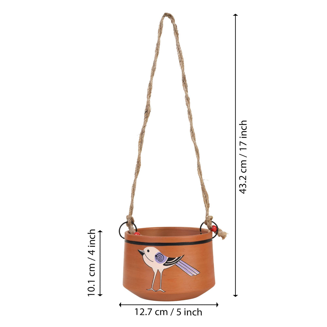 Koyal Songbird Hanging Terracotta Planter