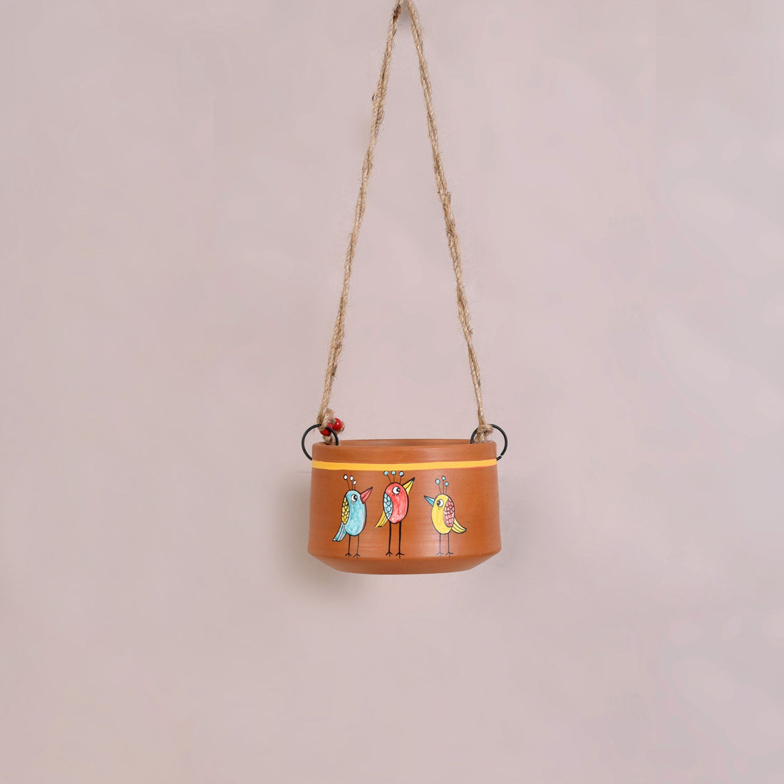 Teen Chidiya Trio-Bird Hanging Terracotta Planter