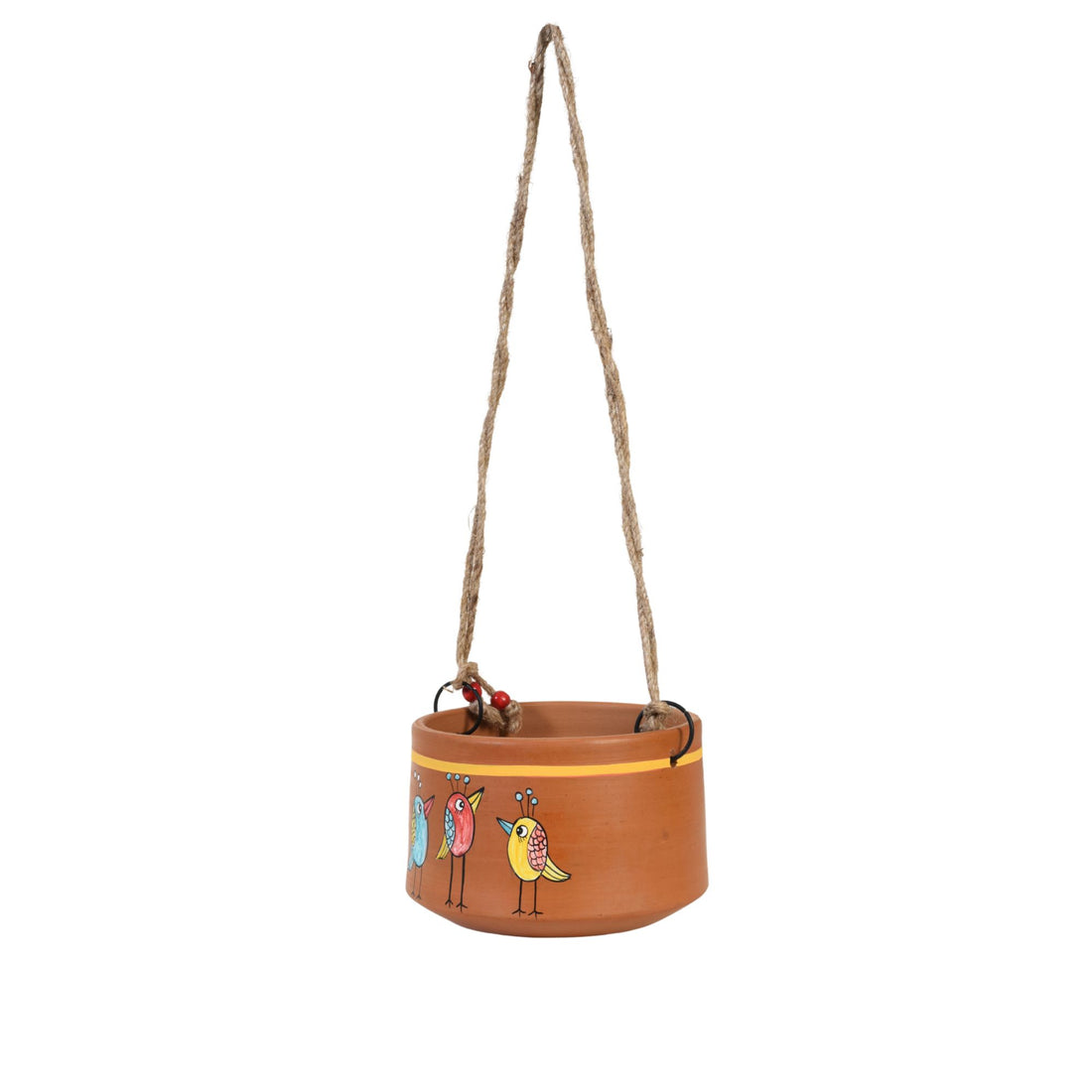 Teen Chidiya Trio-Bird Hanging Terracotta Planter