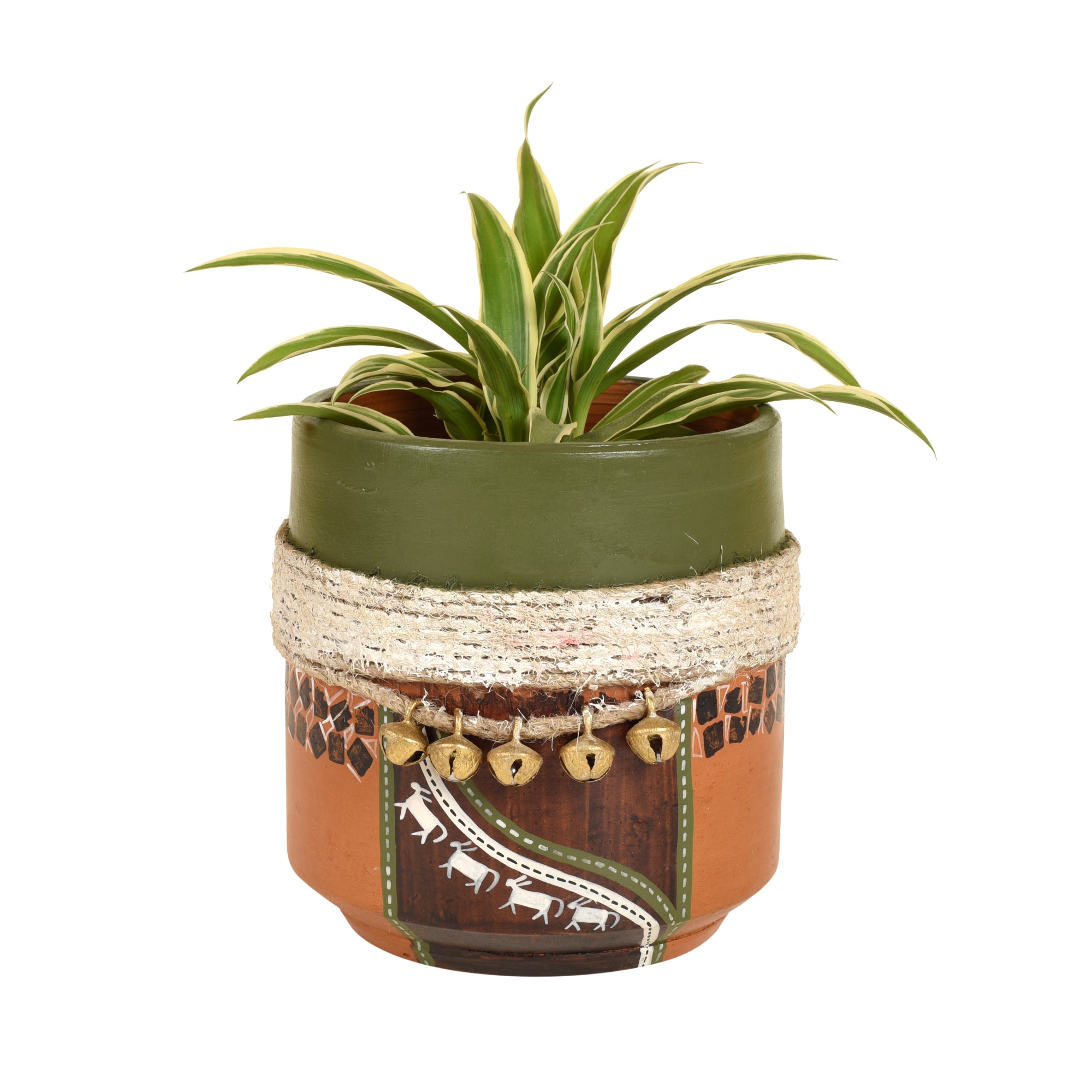 Jute Embellished Brown Earthen Planter