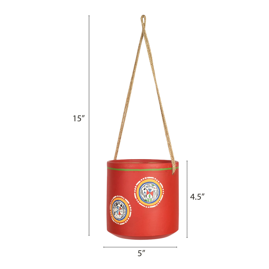 Red Rose Terracotta Hanging Planter