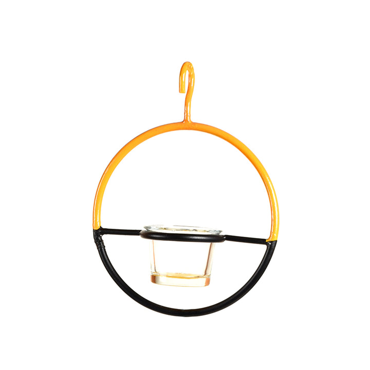 Candle Holder in Hanging Metal Ring (6x2x19)