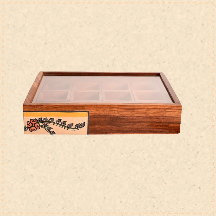 Jewllery Box Handcrafted 12 Slots Madhubani Wooden (11x8x2)
