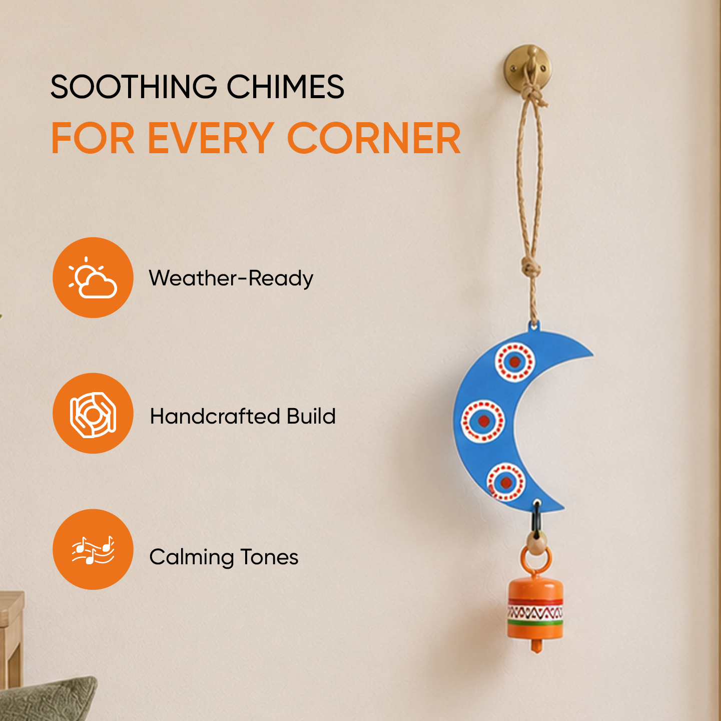 Aakriti Art Creations Wooden & Metal Wind Chimes for Home