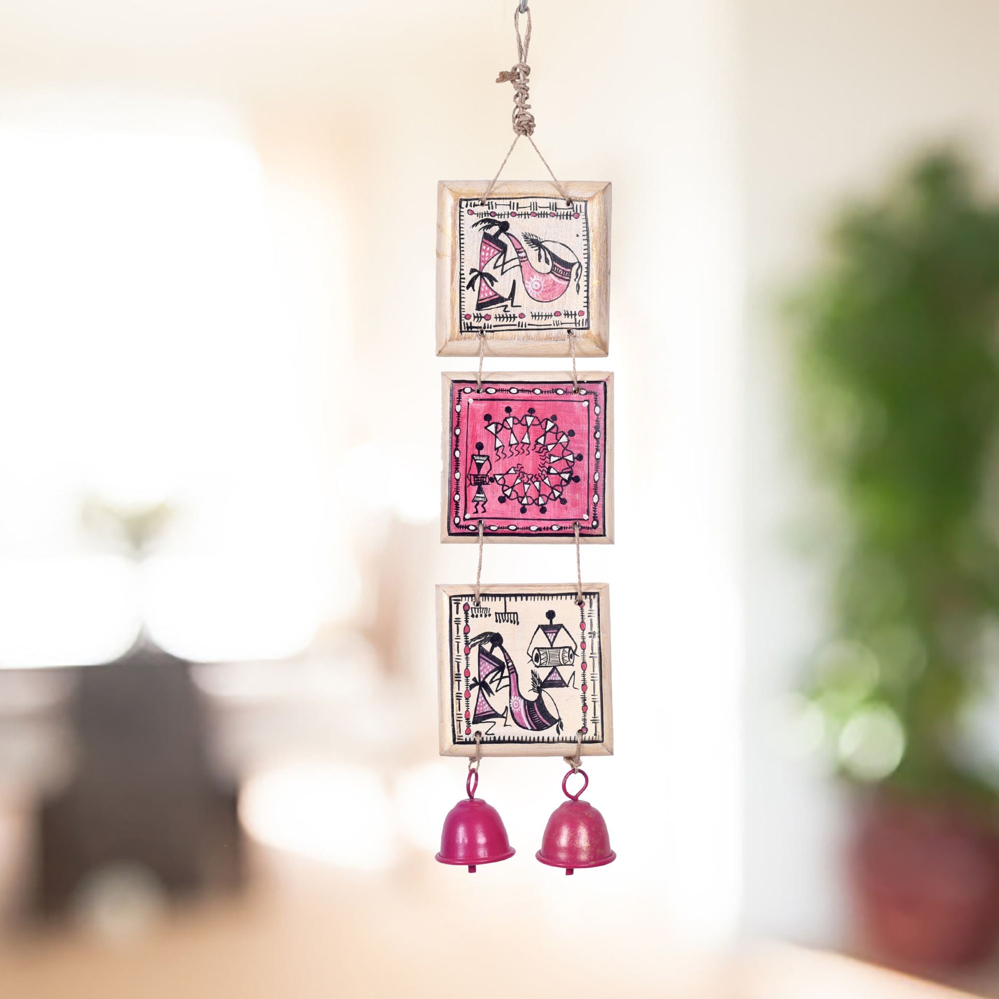 Melodic Warli Art Hand Painted  Windchime (3.5x1.5x16)