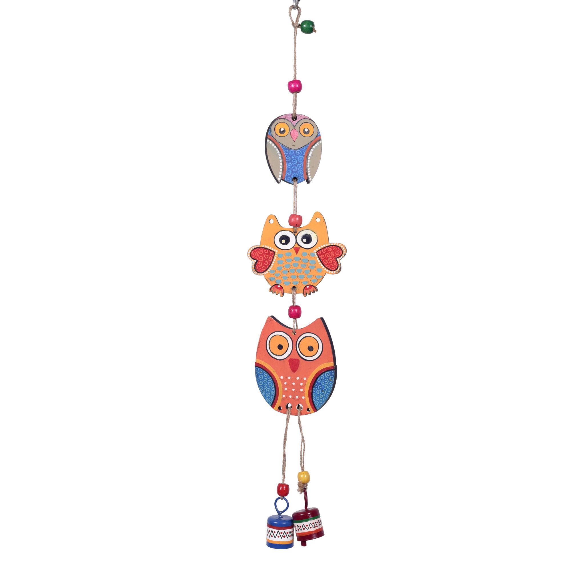 Owl Trinity Hand Painted  Windchime (3x1x18)