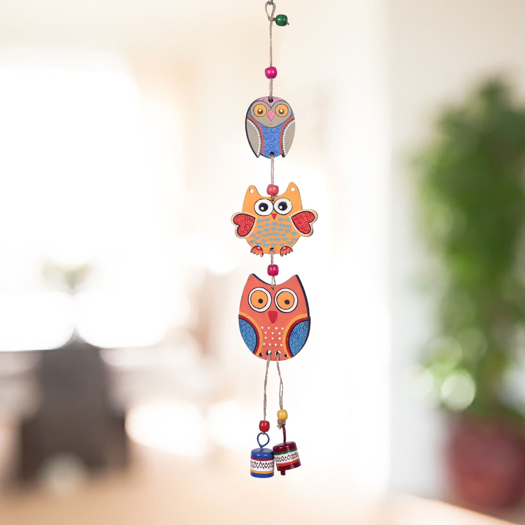 Owl Trinity Hand Painted  Windchime (3x1x18)