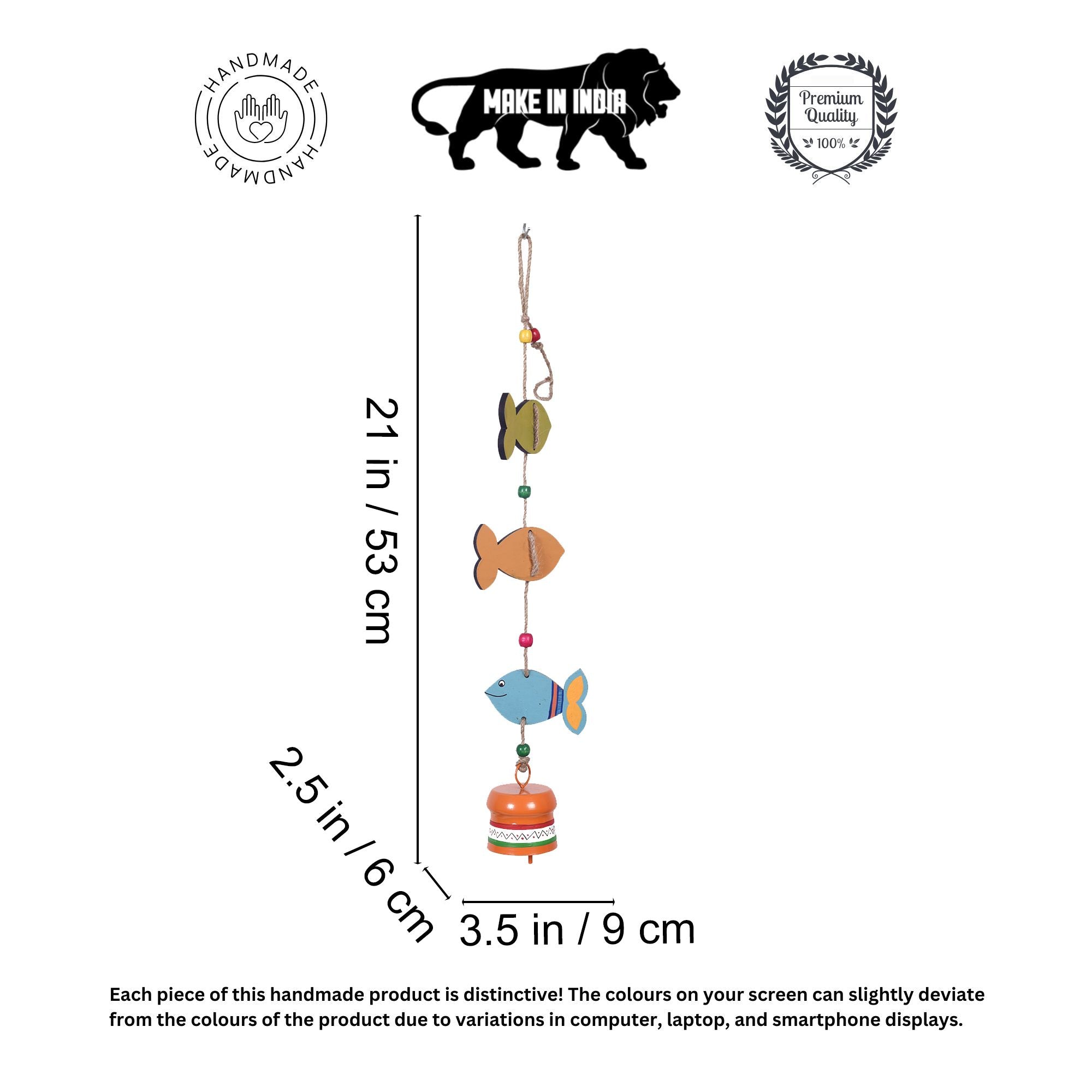 Fish Trinity Hand Painted  Windchime (3.5x2.5x21)