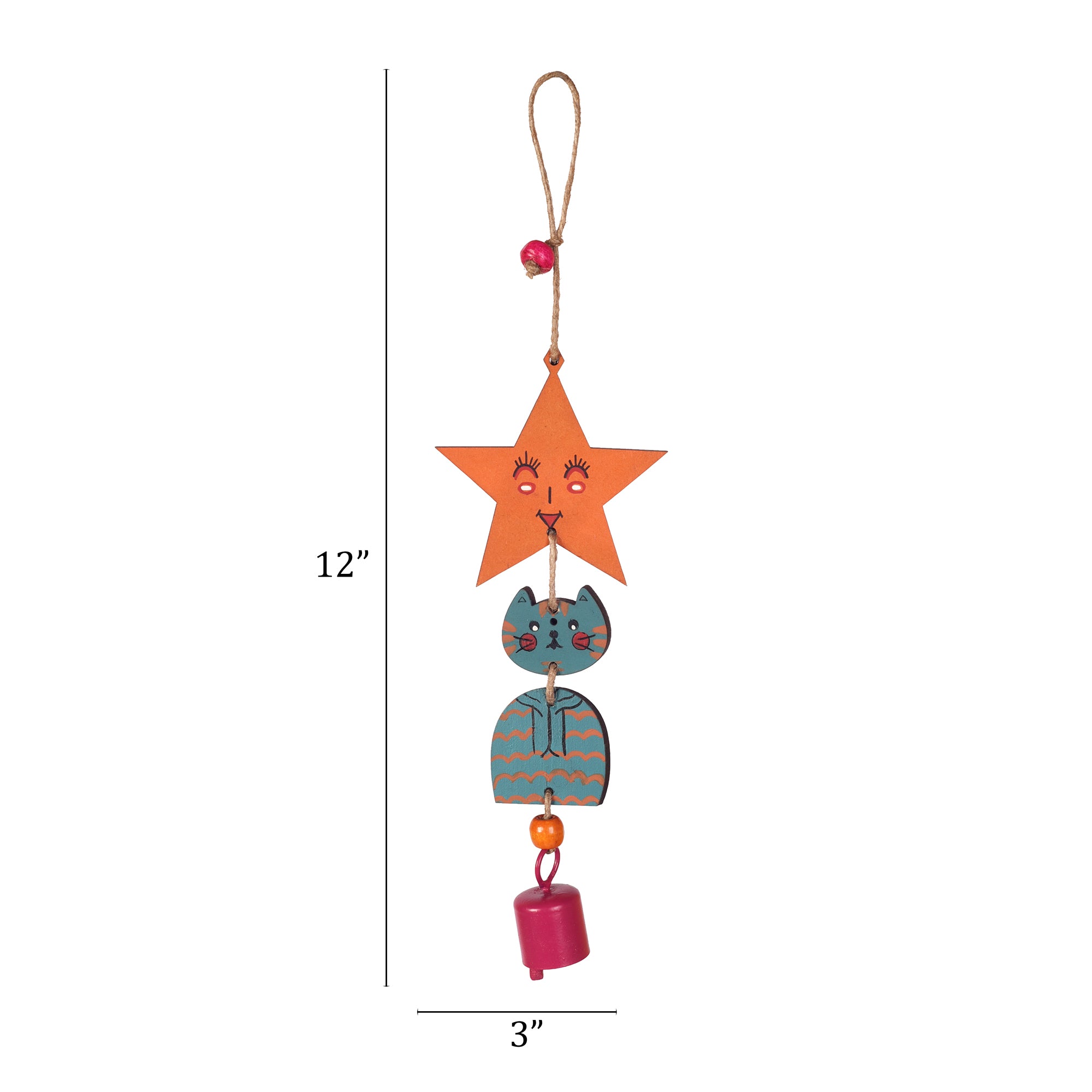 Turquoise Kitty Wind Chime (12x3)