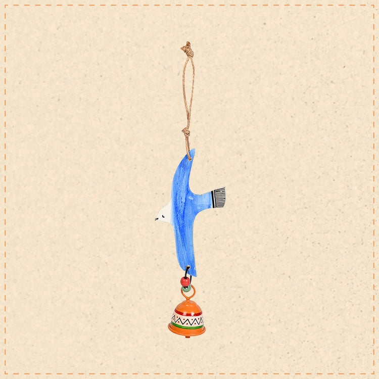 Blue Fly Bird Wind Chimes with Metal Bell for Home Decoration