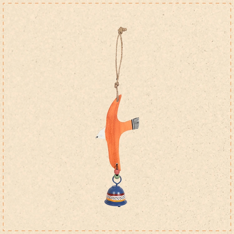 Orange Fly Bird Wind Chimes with Metal Bell for Home Decoration