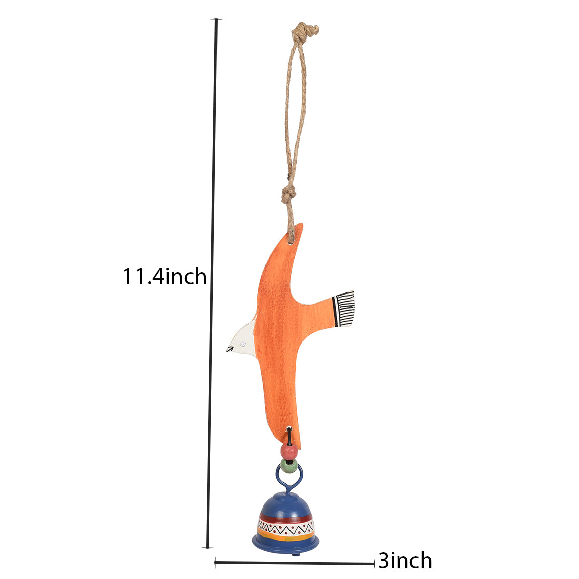 Orange Fly Bird Wind Chimes with Metal Bell for Home Decoration