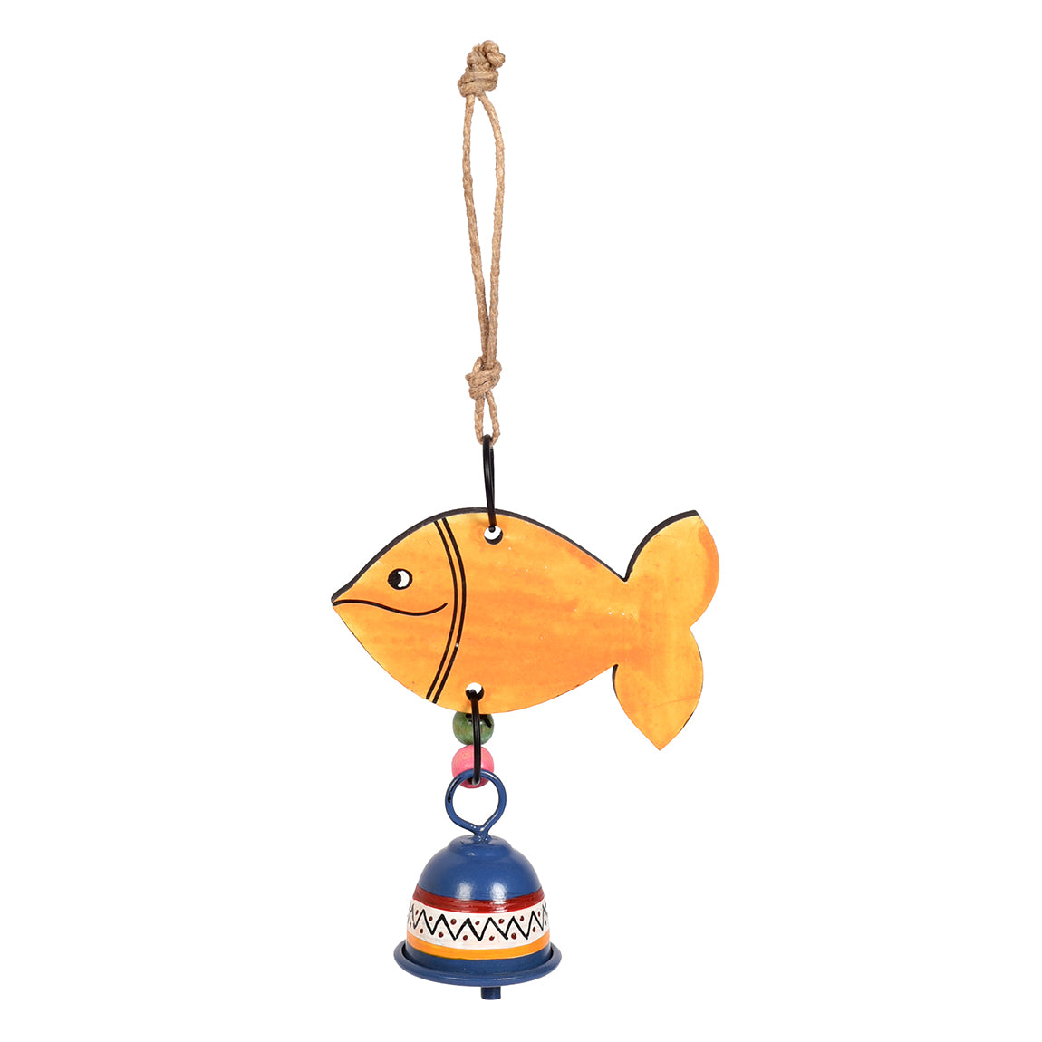 Handpainted Orange Fish Wind Chimes for Home Decorative (Multicolour)