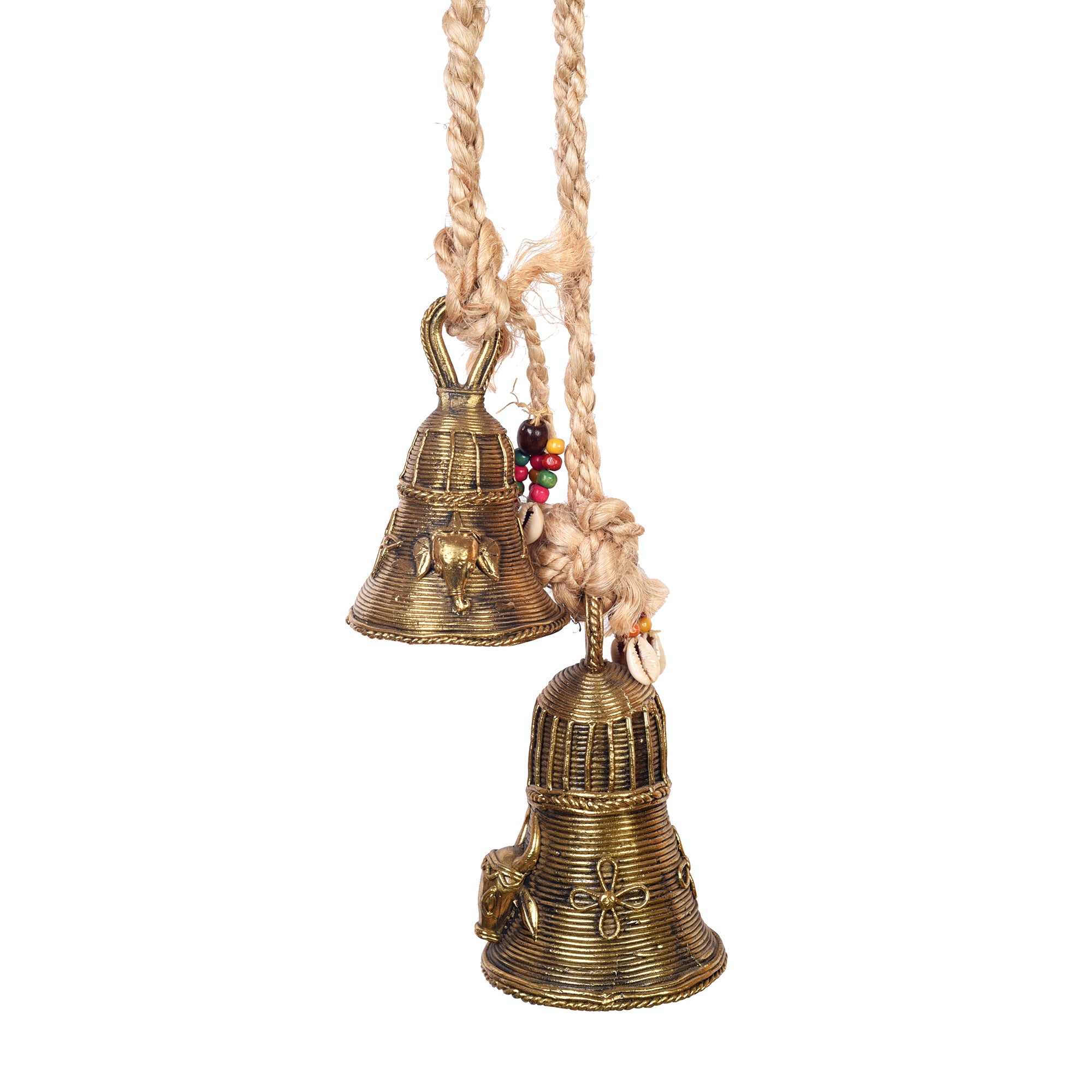 Handcrafted Dhokra Brass Bells with Animal Motifs