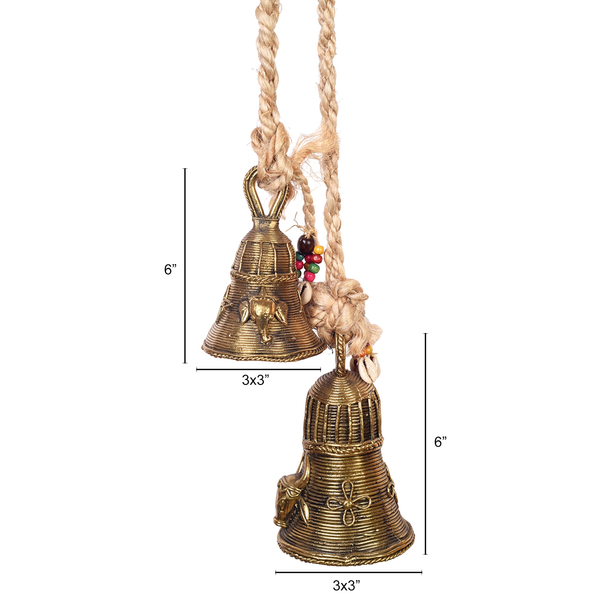 Handcrafted Dhokra Brass Bells with Animal Motifs