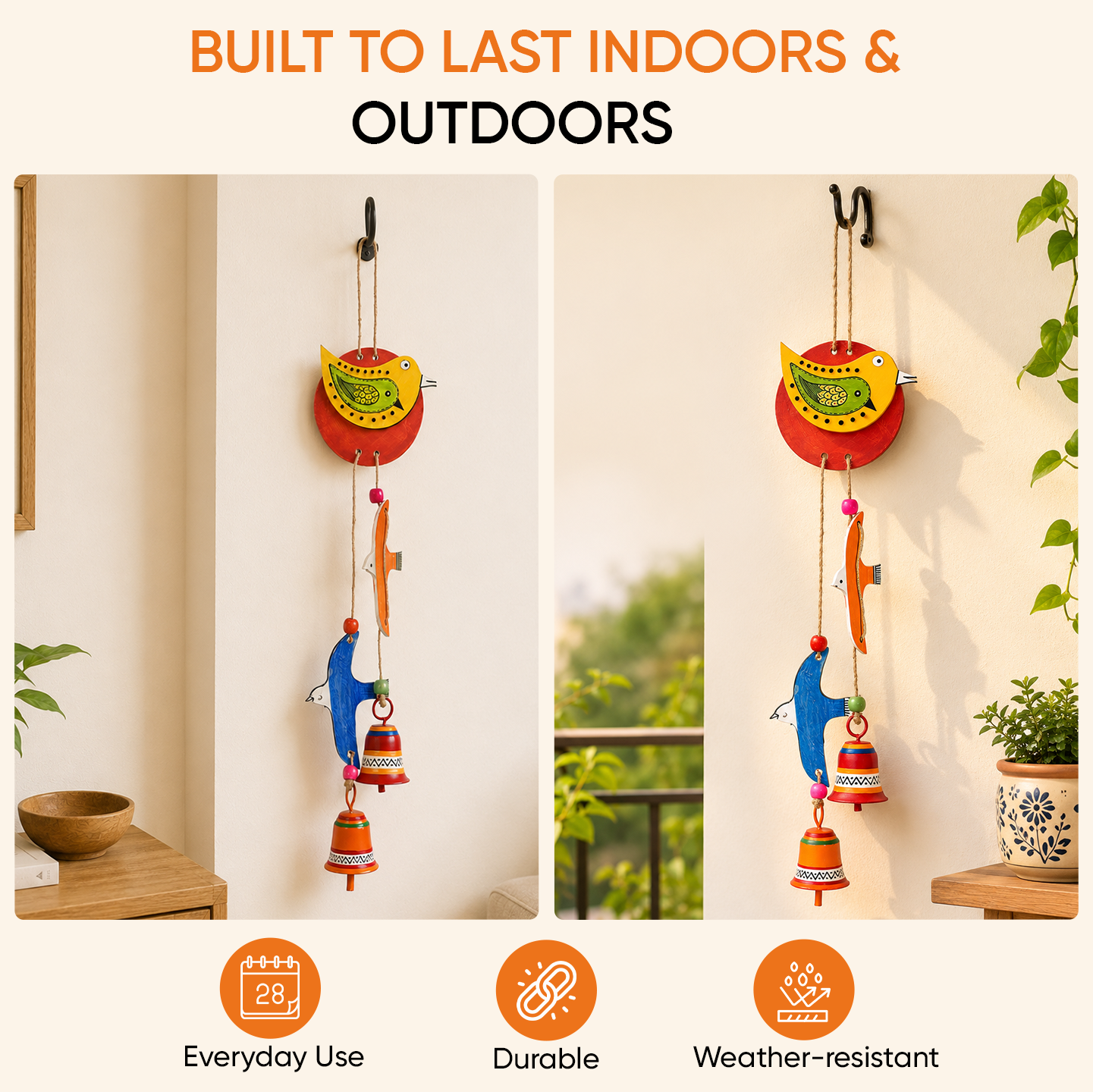 Windchime 2 Flying Bird & 2 Metal Bells (18x4)