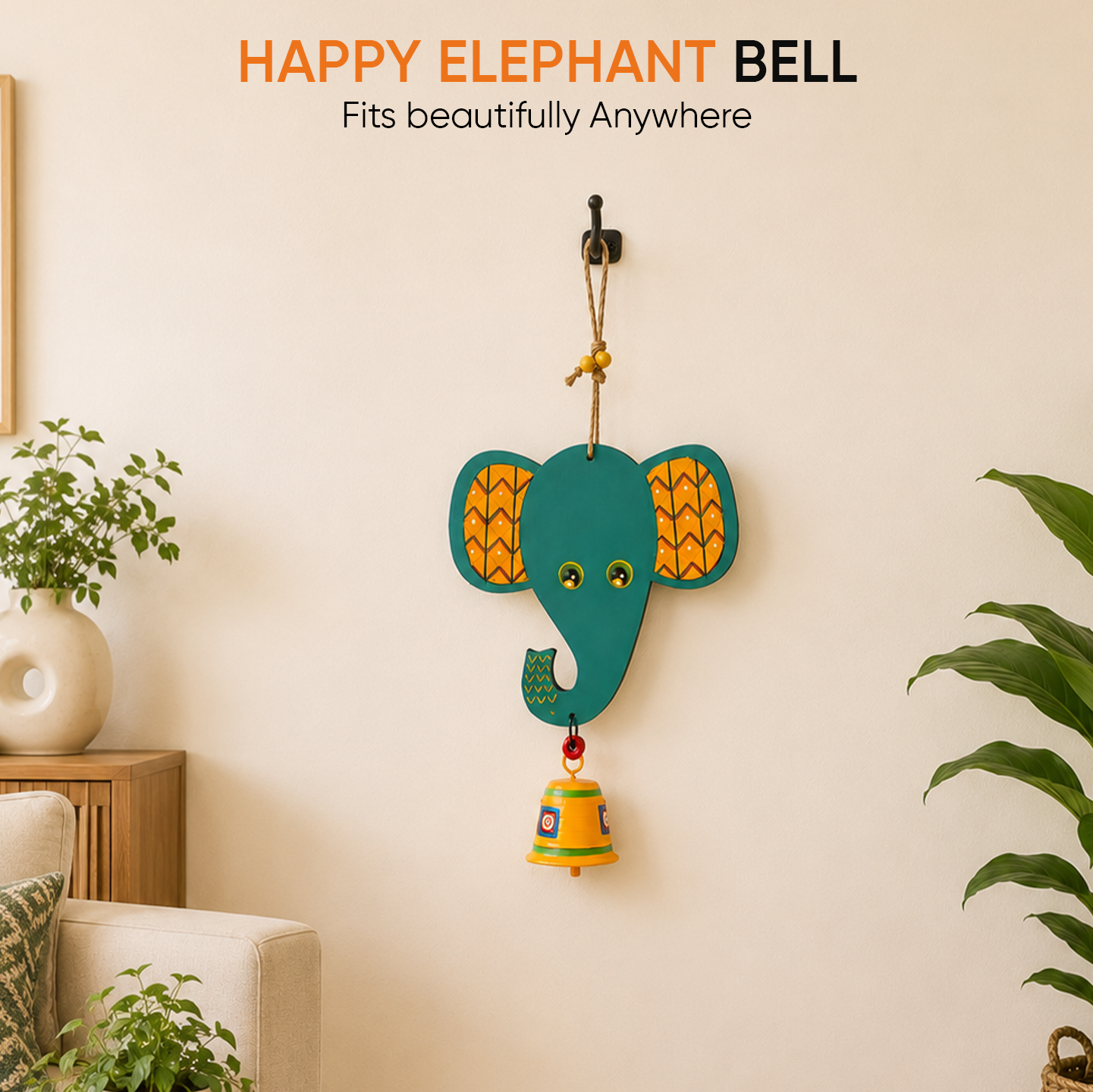 Happy Elephant Wind Chime (15x7)